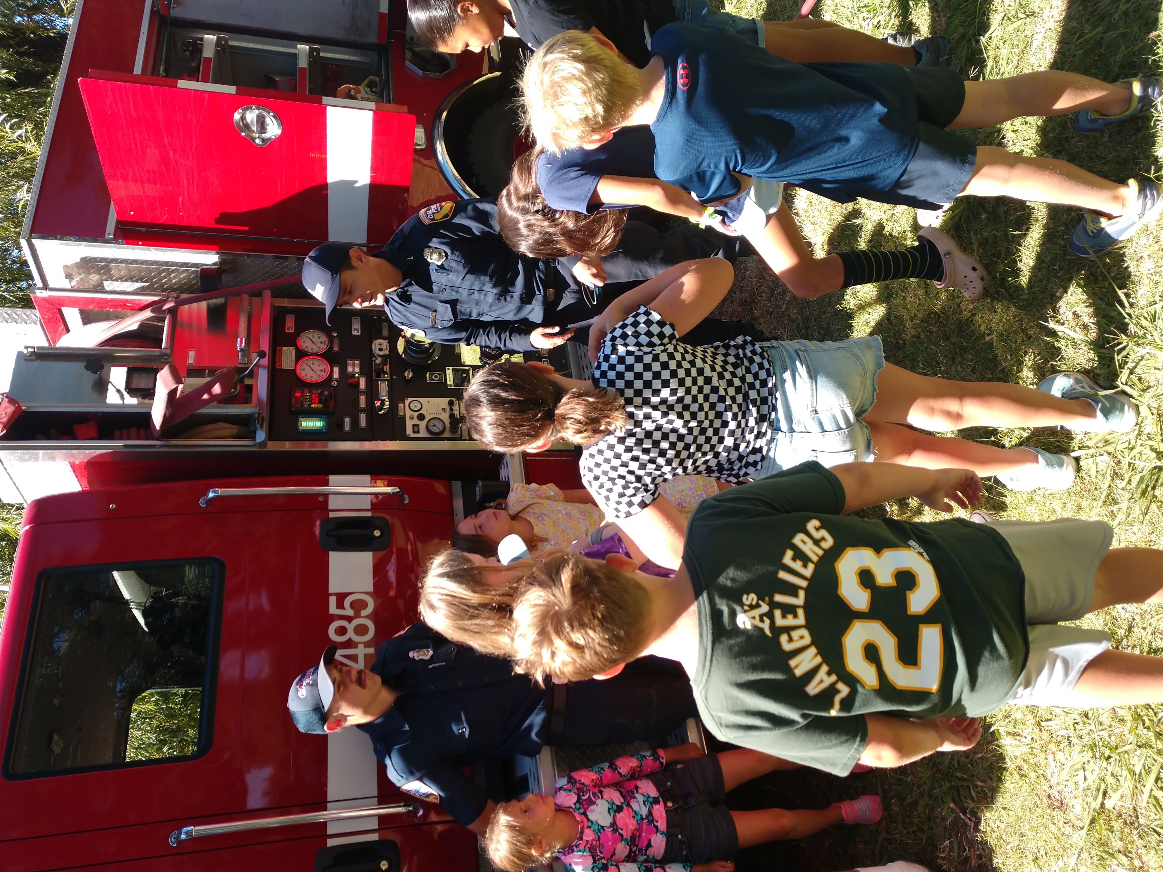 Camp Adobe Campers with Gordon Valley CalFire Firefighters!