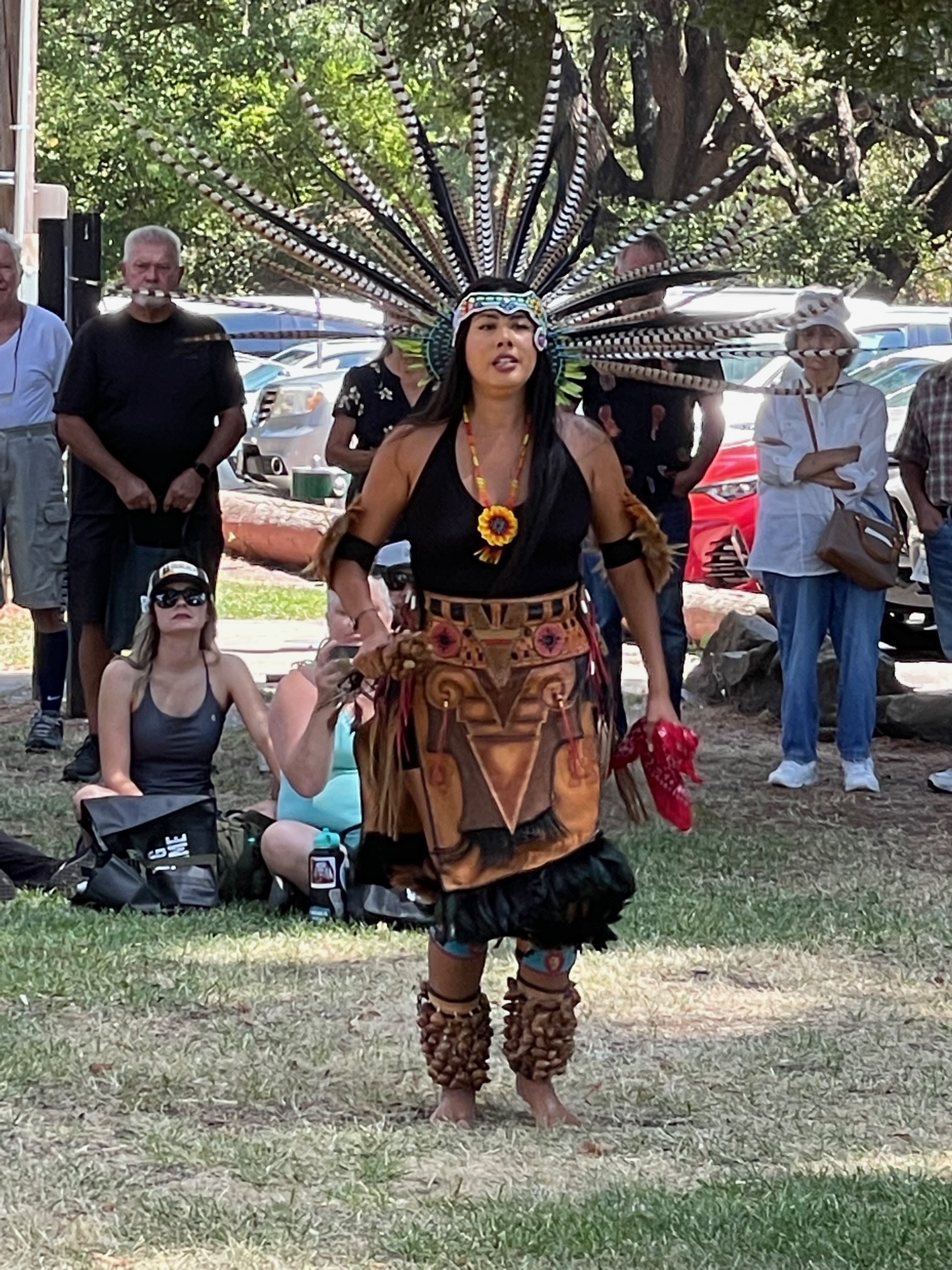 Kalpulli Anahuak Aztec Dancer performing at Peña Adobe.