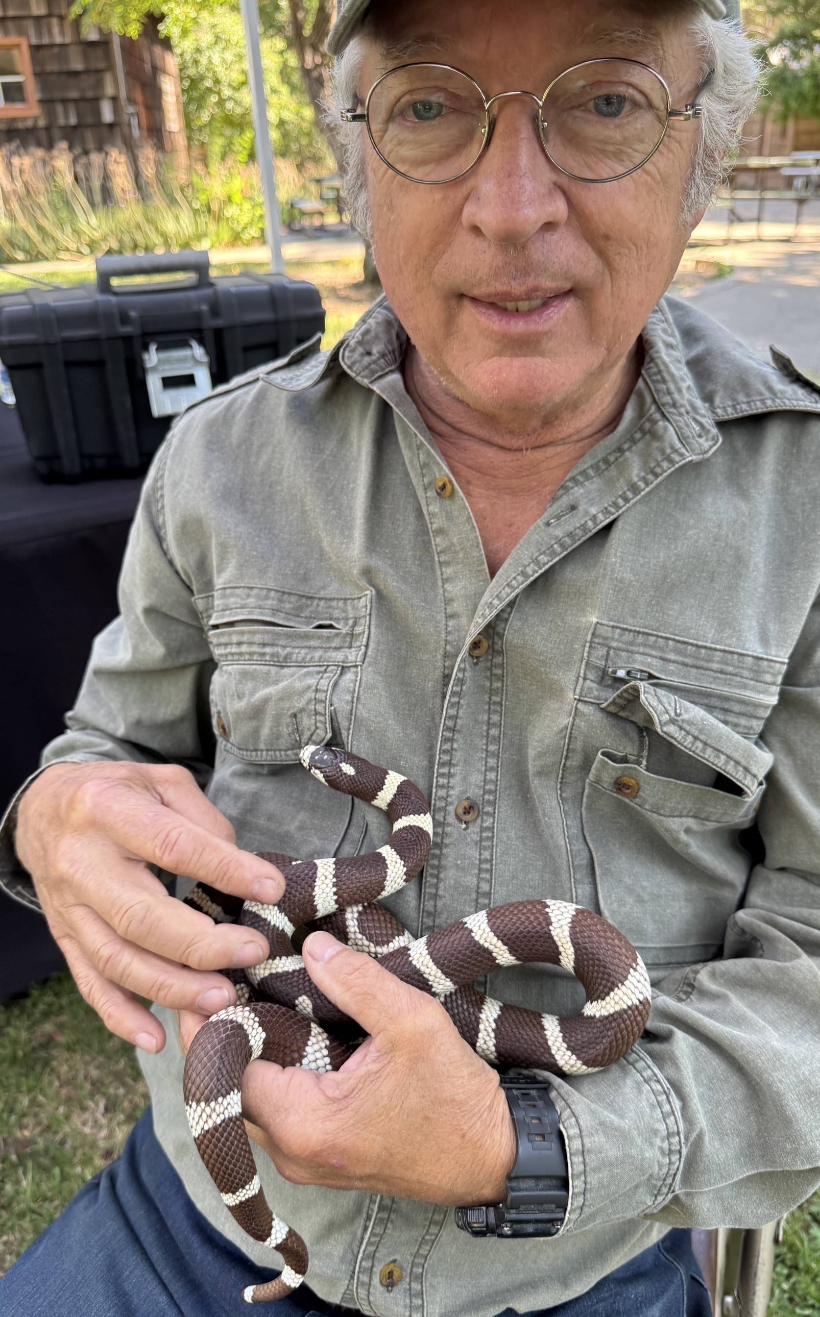 Solano Land Trust Docent, Dennis Wells and one of his snakes!