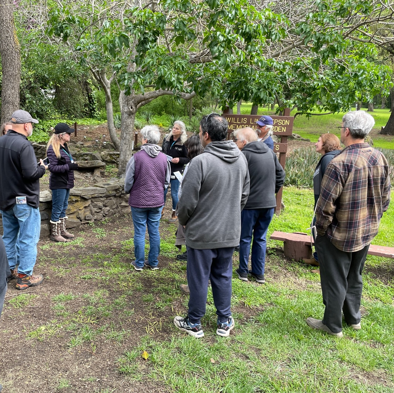 Master Gardeners Paula and Cheryl lead park visitors on tour of the Willis Linn Jepson Memorial Garden.